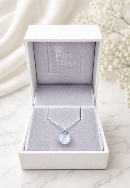 Collar Punto de Luz Plata 925 Cristal Swarovski® Blue Shade