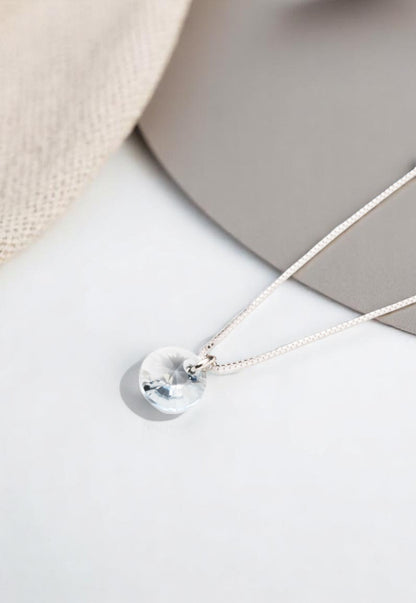 Collar Punto de Luz Plata 925 Cristal Genuino Blue Shade