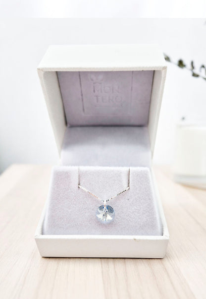 Collar Punto de Luz Plata 925 Cristal Genuino Blue Shade