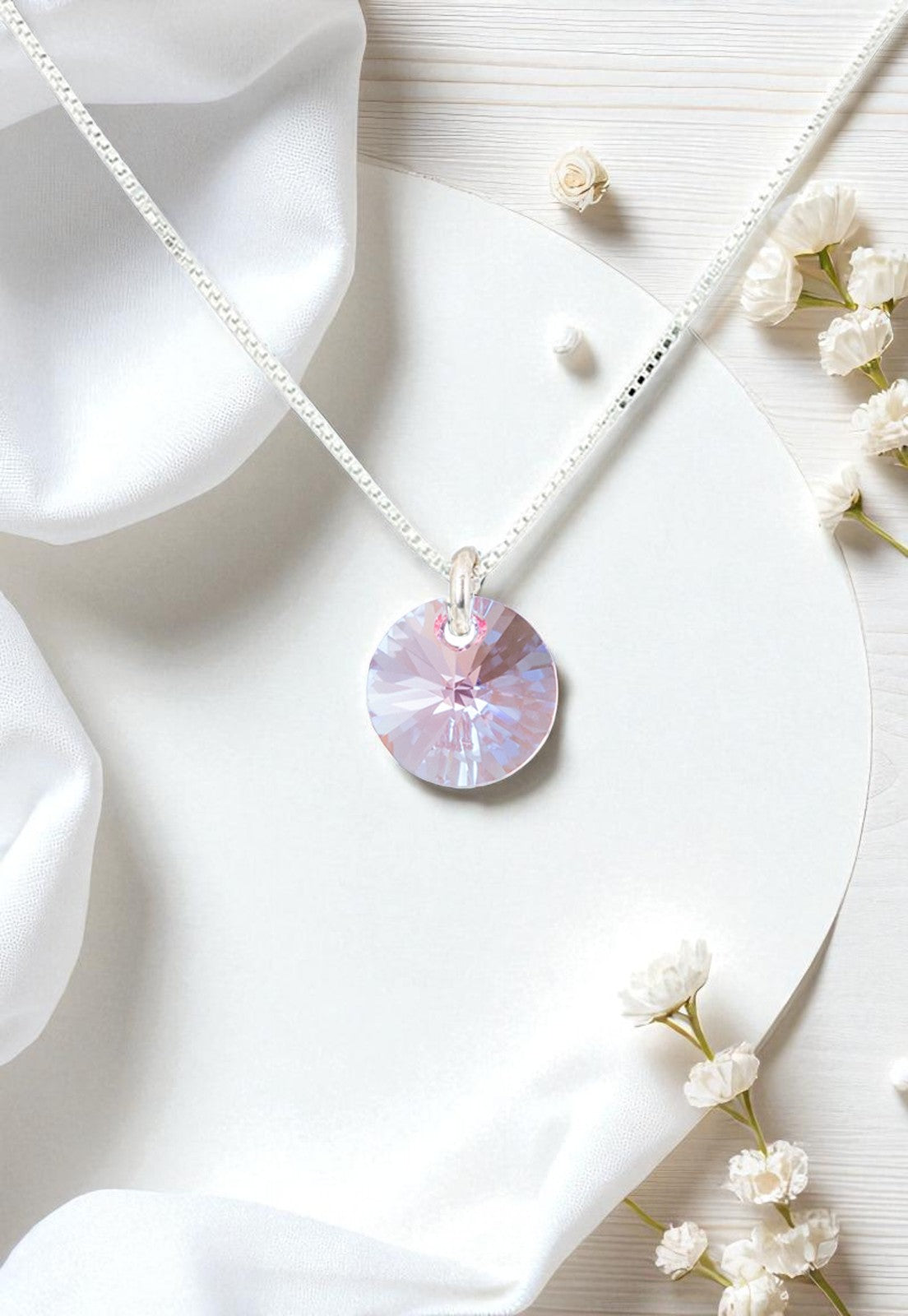 Collar Punto de Luz Plata 925 Cristal Genuino Light Rose