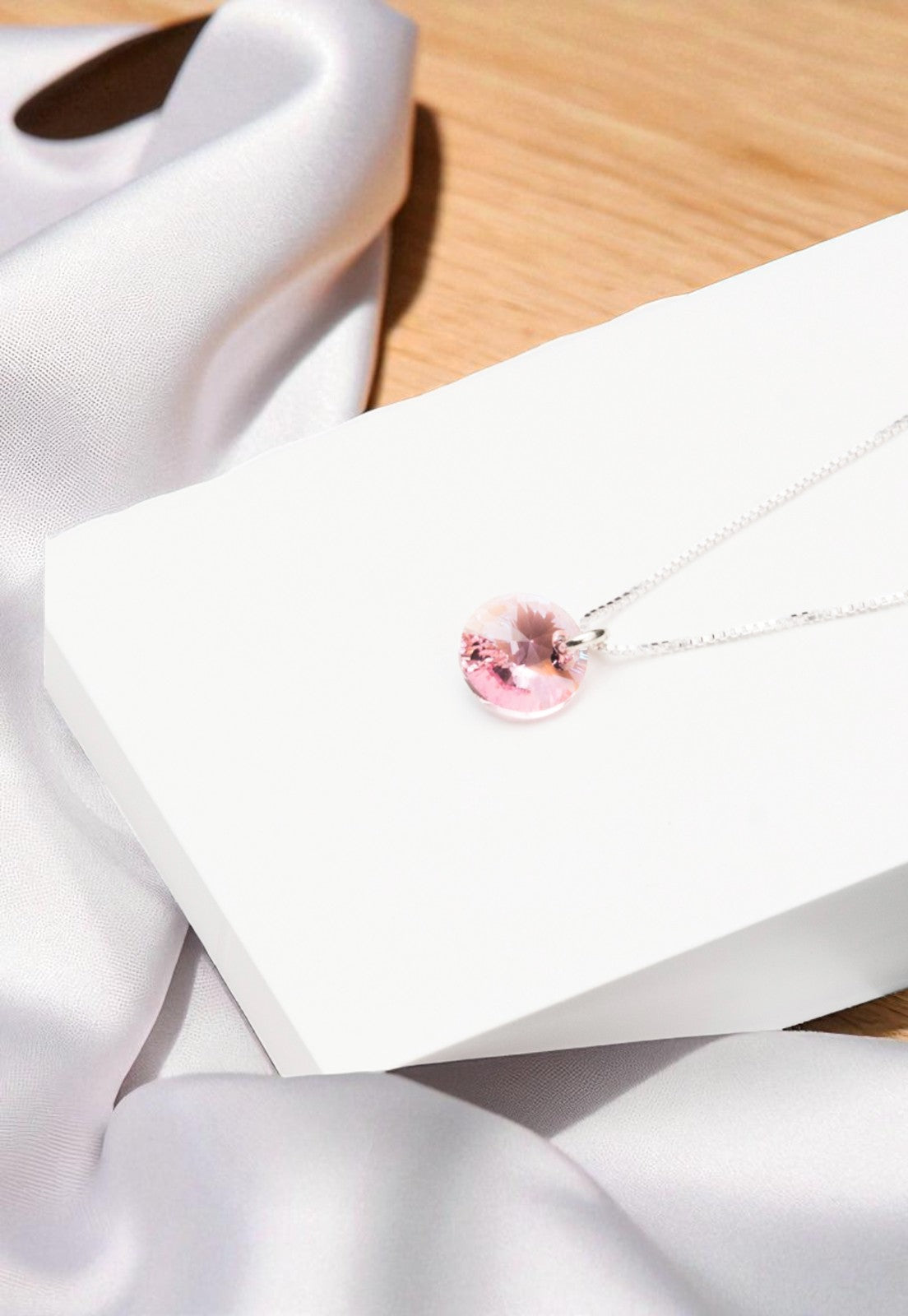 Collar Punto de Luz Plata 925 Cristal Genuino Light Rose