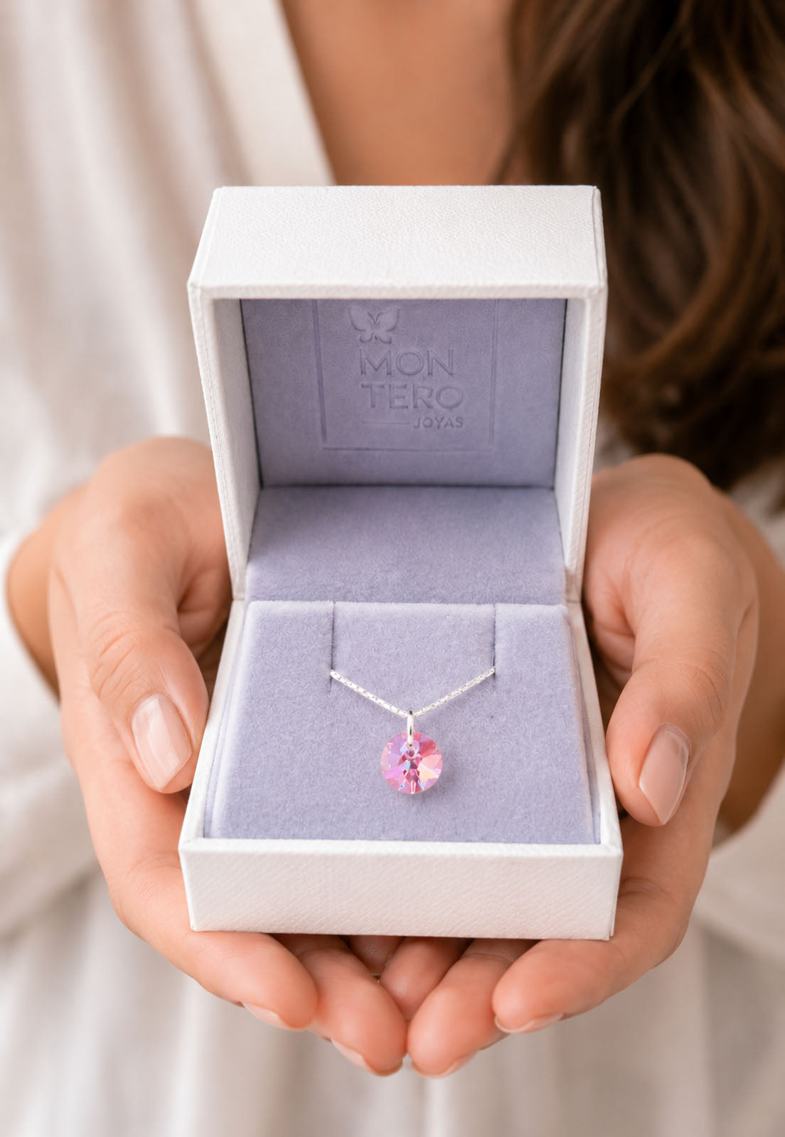 Collar Punto de Luz Plata 925 Cristal Swarovski® Light Rose