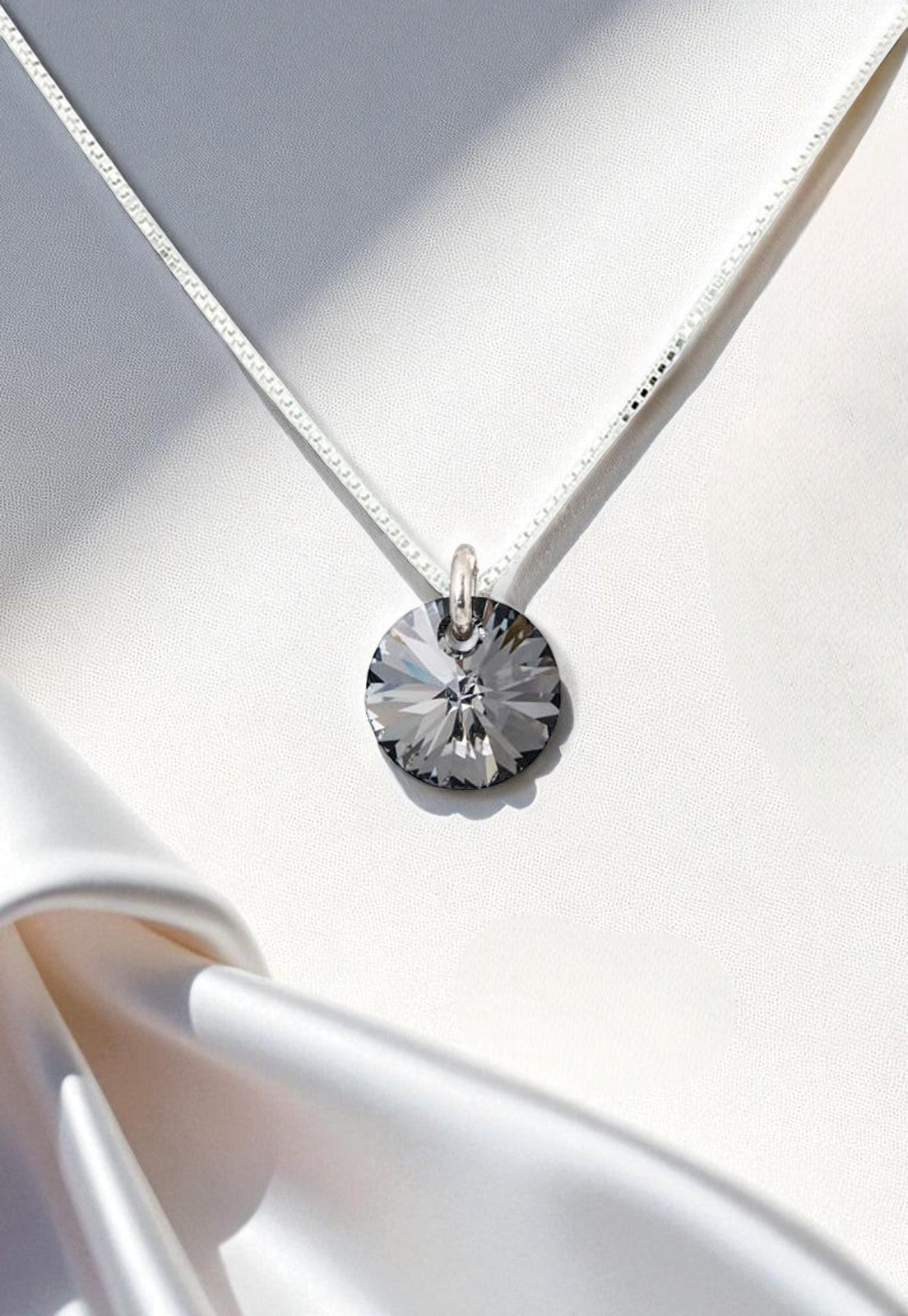 Collar Punto de Luz Plata 925 Cristal Genuino Silver Night