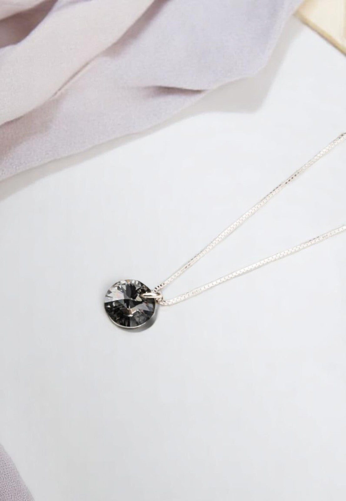 Collar Punto de Luz Plata 925 Cristal Genuino Silver Night