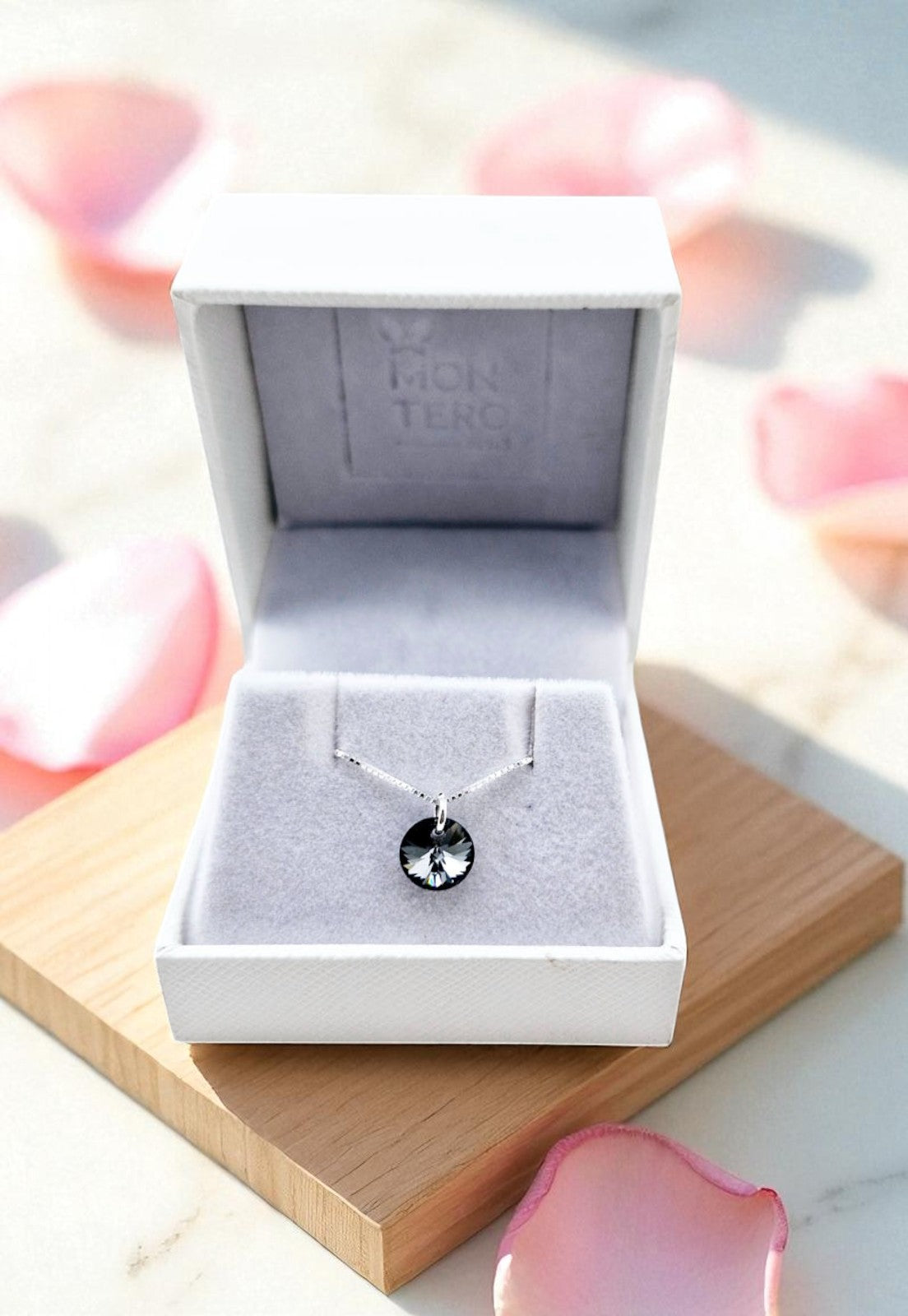 Collar Punto de Luz Plata 925 Cristal Genuino Silver Night