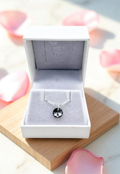 Collar Punto de Luz Plata 925 Cristal Genuino Silver Night