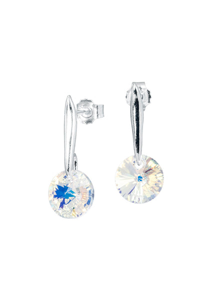 Aros Punto De Luz Plata 925 Cristal Genuino Aurora Boreal