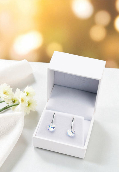 Aros Punto De Luz Plata 925 Cristal Genuino Aurora Boreal