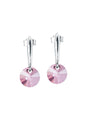 Aros Punto de Luz Plata 925 Cristal Genuino Antique Pink