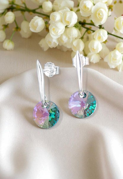 Aros Punto De Luz Plata 925 Cristal Genuino Paradise Shine