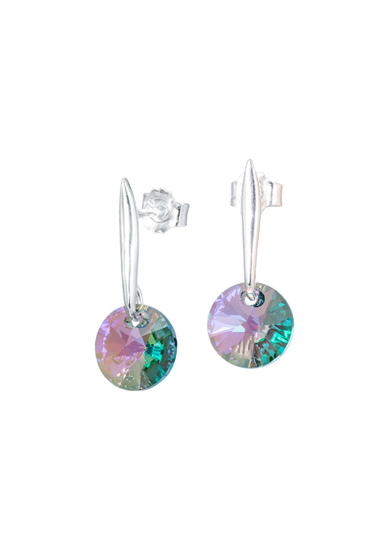 Aros Punto De Luz Plata 925 Cristal Swarovski®  Paradise Shine