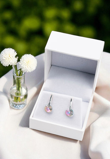 Aros Punto De Luz Plata 925 Cristal Genuino Paradise Shine