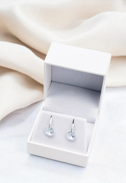 Aros Punto De Luz Plata 925 Cristal Genuino Blue Shade