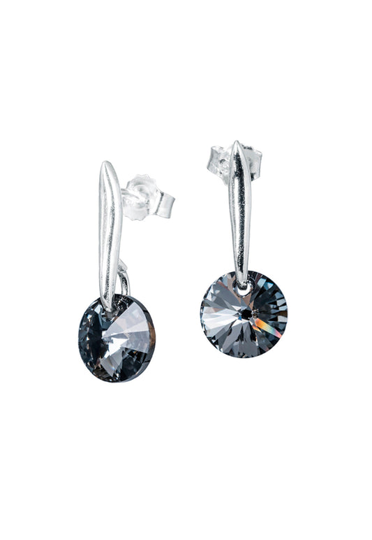 Aros Punto De Luz Plata 925 Cristal Swarovski® Silver Night