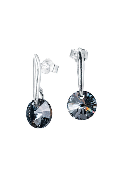 Aros Punto De Luz Plata 925 Cristal Genuino Silver Night
