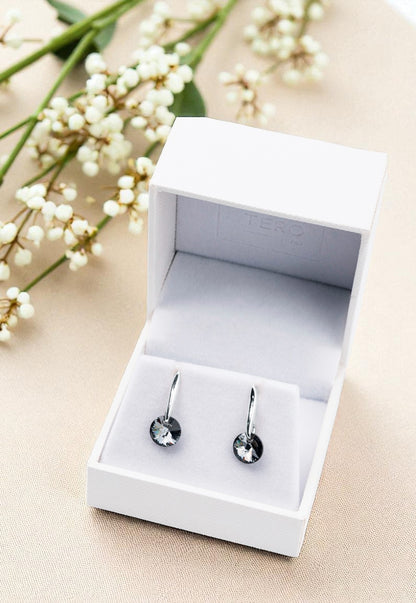 Aros Punto De Luz Plata 925 Cristal Genuino Silver Night