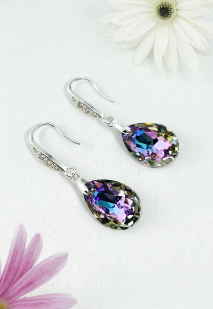 Aros Capricho Plata Italiana 925 Cristal Genuino Vitral Light