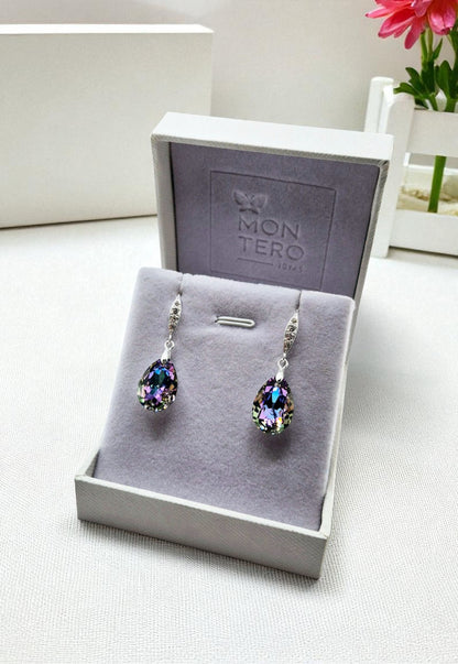 Aros Capricho Plata Italiana 925 Cristal Genuino Vitral Light