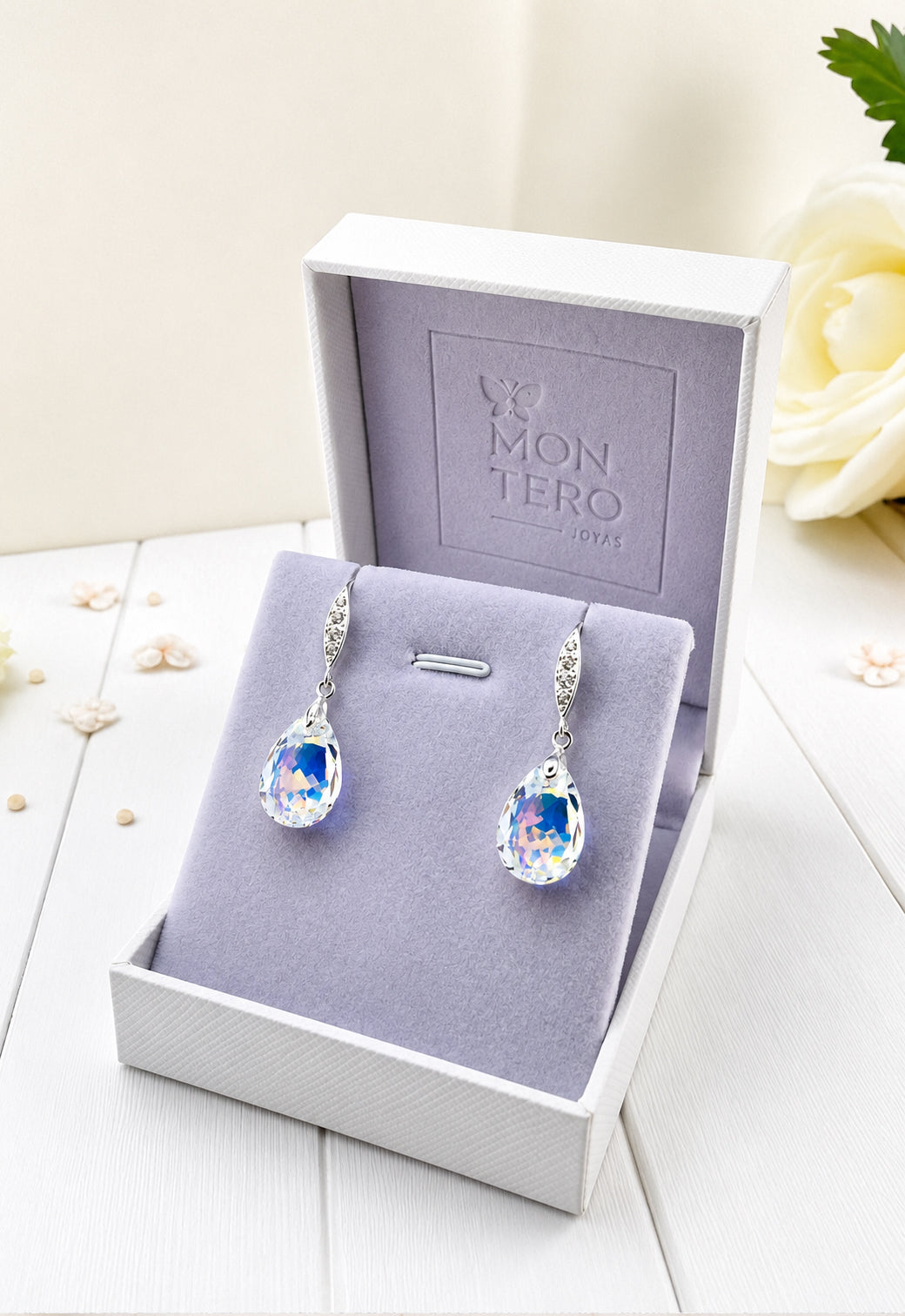 Aros Capricho Plata 925 Cristal Swarovski® Aurora Boreal