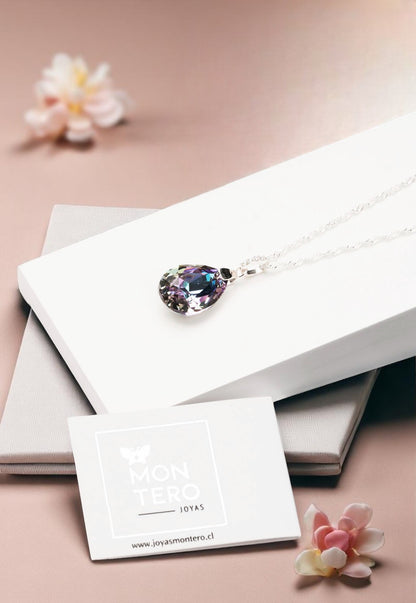 Collar Capricho Plata 925 Cristal Genuino Vitral Light