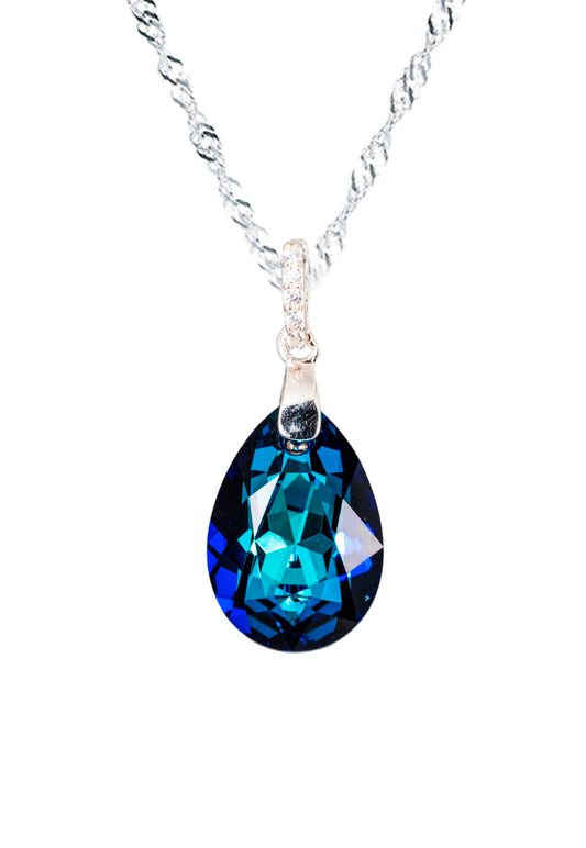 Collar Capricho Plata 925 Cristal Genuino Bermuda Blue
