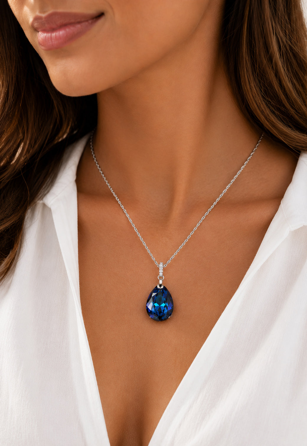 Collar Capricho Plata 925 Cristal Swarovski® Bermuda Blue