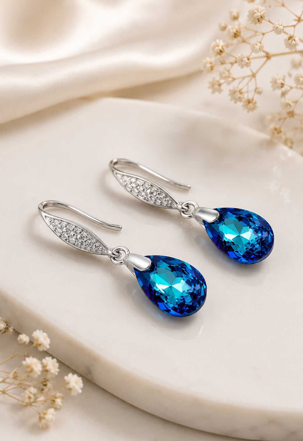 Aros Capricho Plata 925 Cristal Swarovski® Bermuda Blue