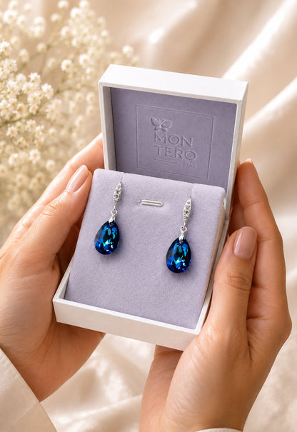 Aros Capricho Plata 925 Cristal Swarovski® Bermuda Blue