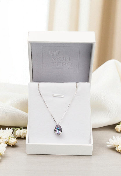 Collar Gota de Luz Plata 925 Cristal Genuino Vitral Light