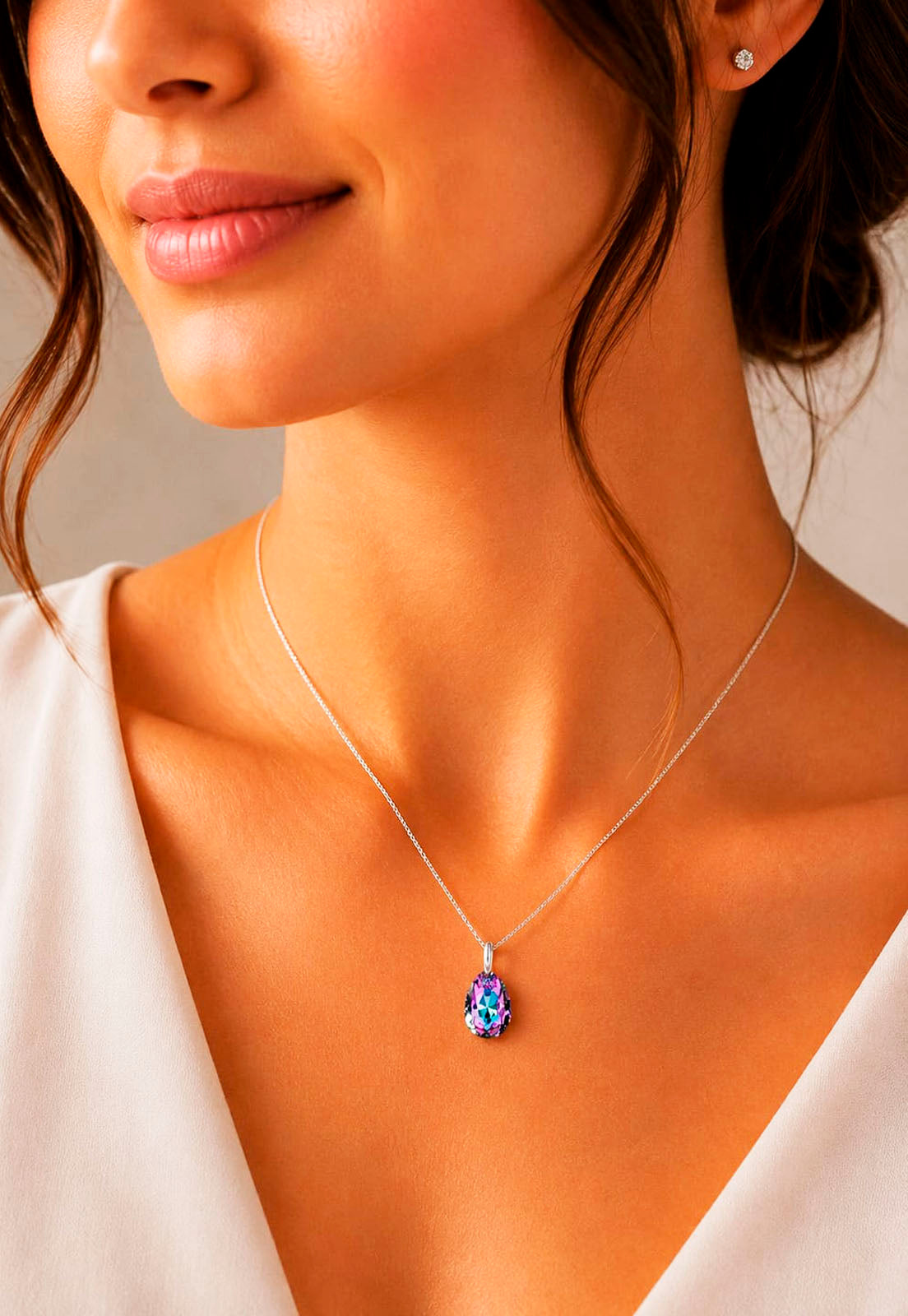 Collar Gota de Luz Plata 925 Cristal Swarovski® Vitral Light