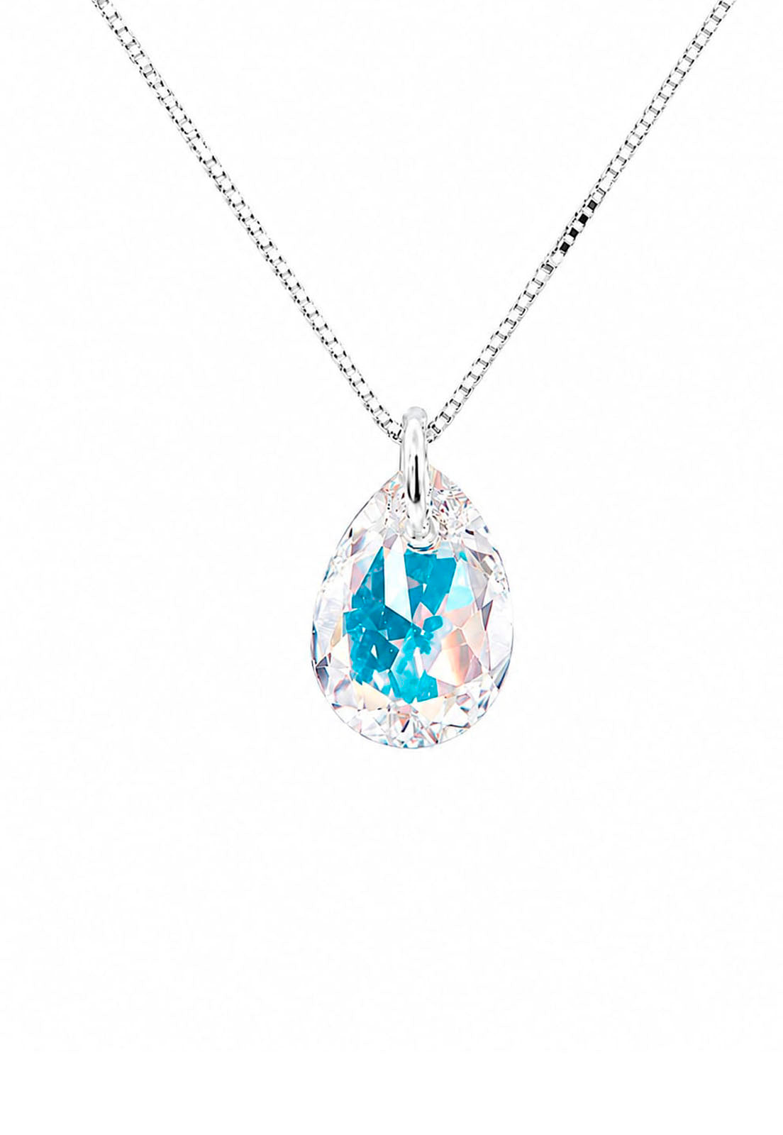 Collar Gota de Luz Plata 925 Cristal Swarovski® Aurora Boreal