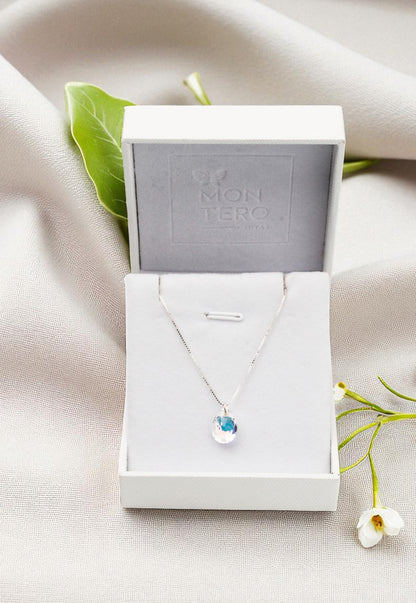 Collar Gota de Luz Plata 925 Cristal Genuino Aurora Boreal