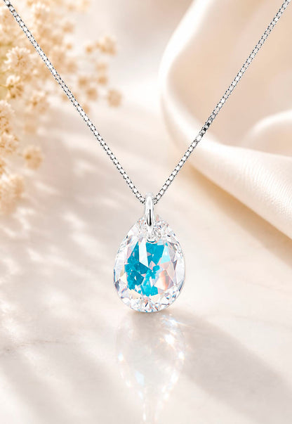 Collar Gota de Luz Plata 925 Cristal Swarovski® Aurora Boreal