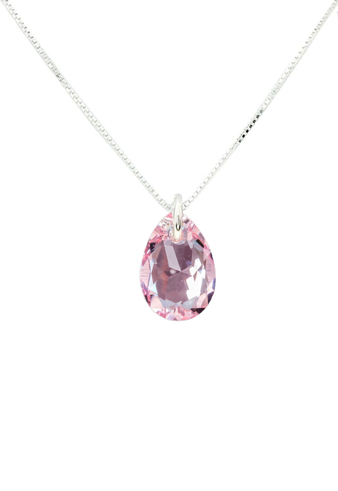 Collar Gota de Luz Plata 925 Cristal Genuino Light Rose
