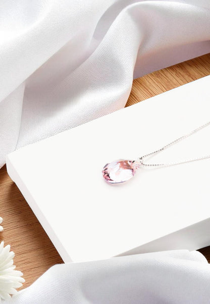 Collar Gota de Luz Plata 925 Cristal Genuino Light Rose