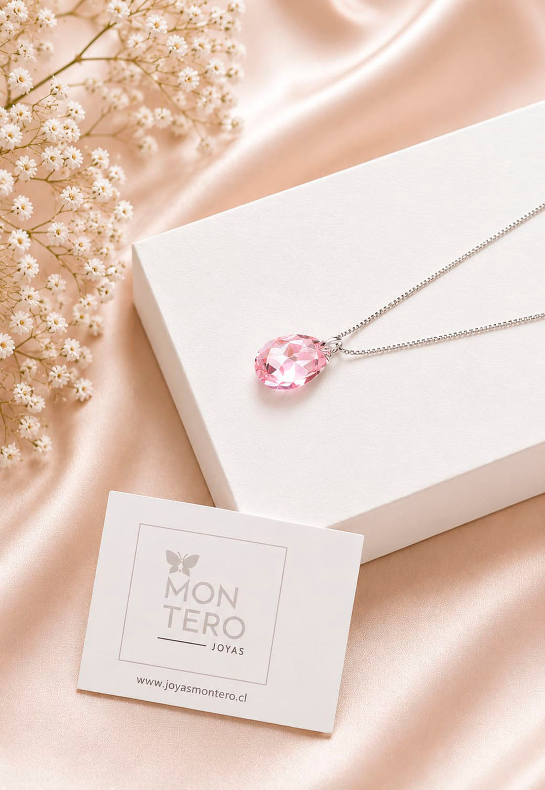 Collar Gota de Luz Plata 925 Cristal Swarovski® Light Rose
