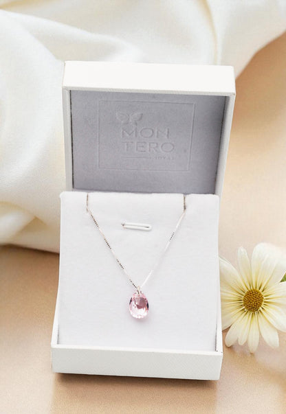Collar Gota de Luz Plata 925 Cristal Genuino Light Rose