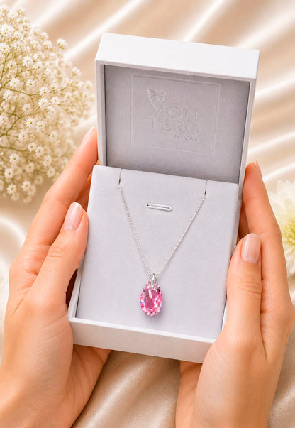 Collar Gota de Luz Plata 925 Cristal Swarovski® Light Rose