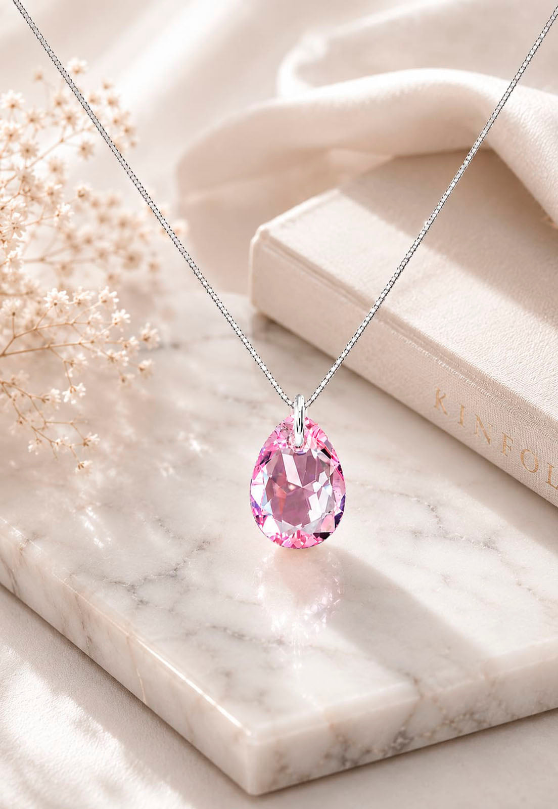 Collar Gota de Luz Plata 925 Cristal Swarovski® Light Rose