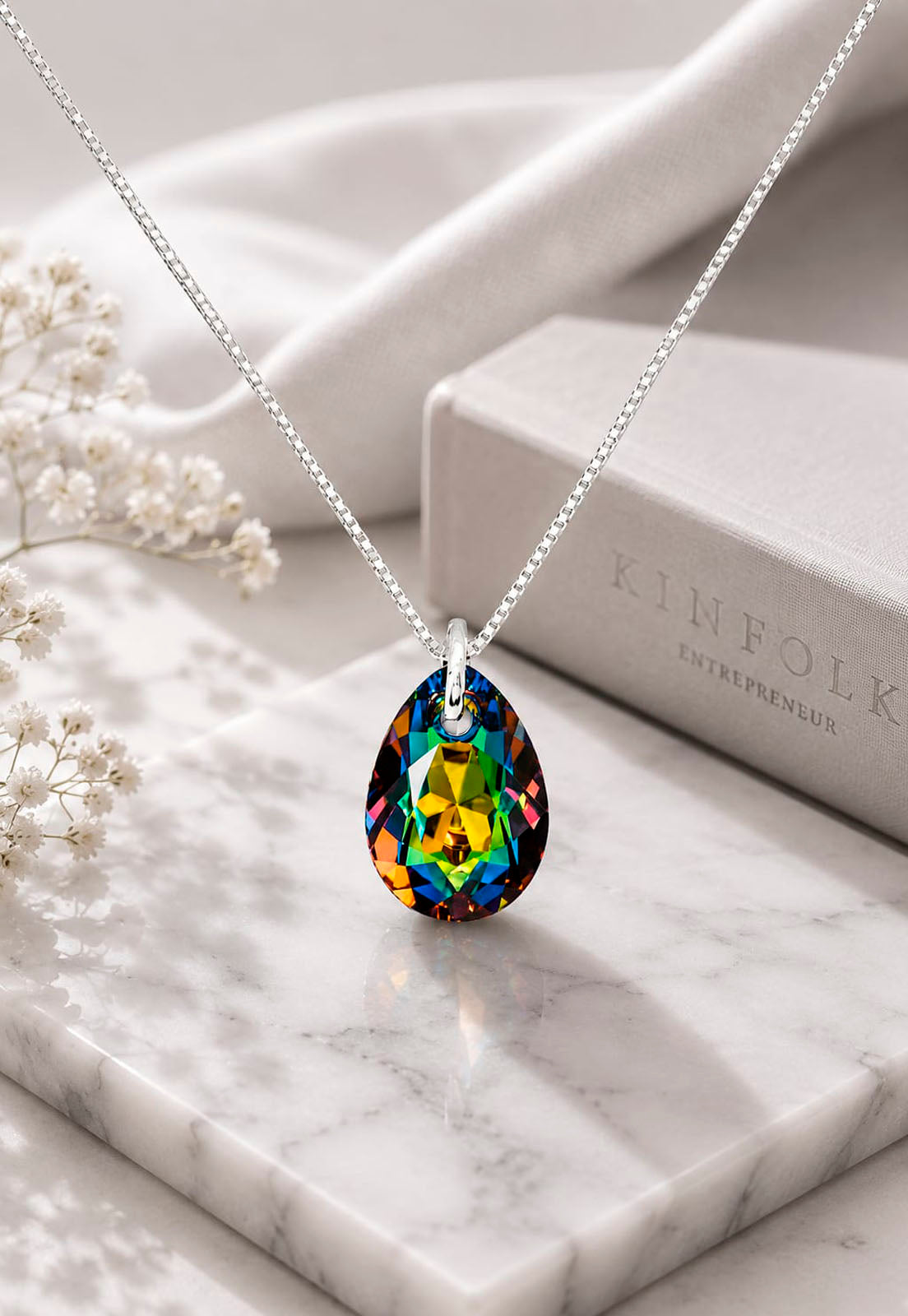Collar Gota de Luz Plata 925 Cristal Swarovski® Vitral Medium
