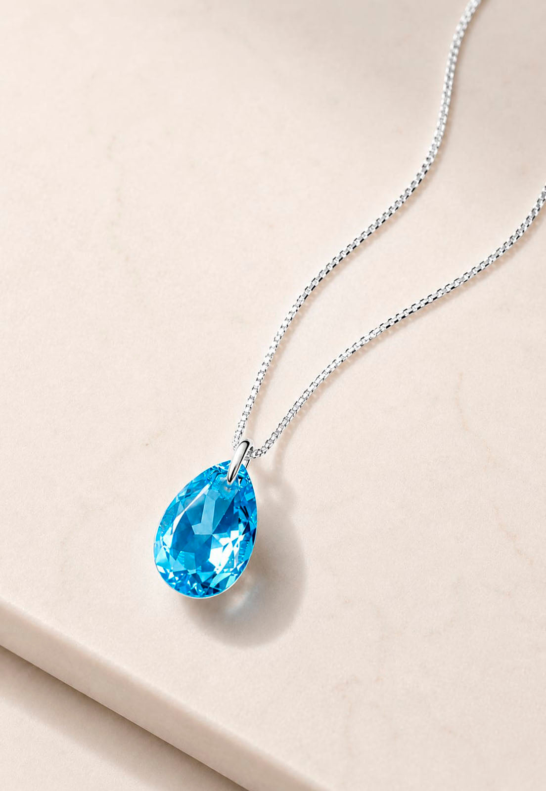 Collar Gota de Luz Plata 925 Cristal Swarovski® Aquamarine