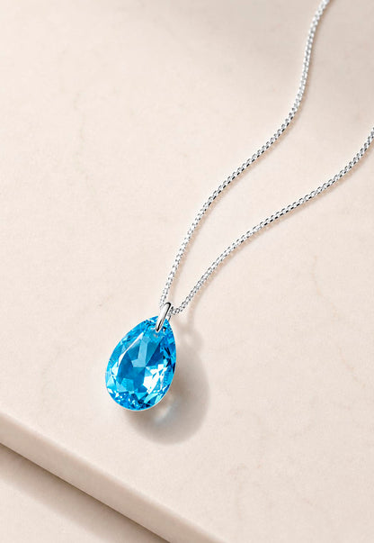Collar Gota de Luz Plata 925 Cristal Swarovski® Aquamarine