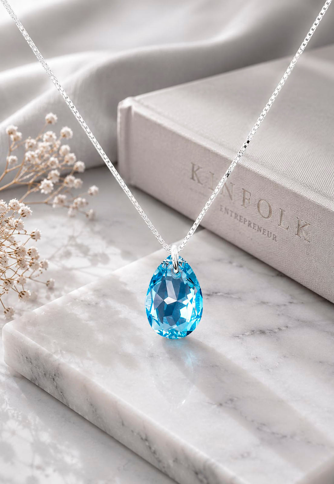 Collar Gota de Luz Plata 925 Cristal Swarovski® Aquamarine