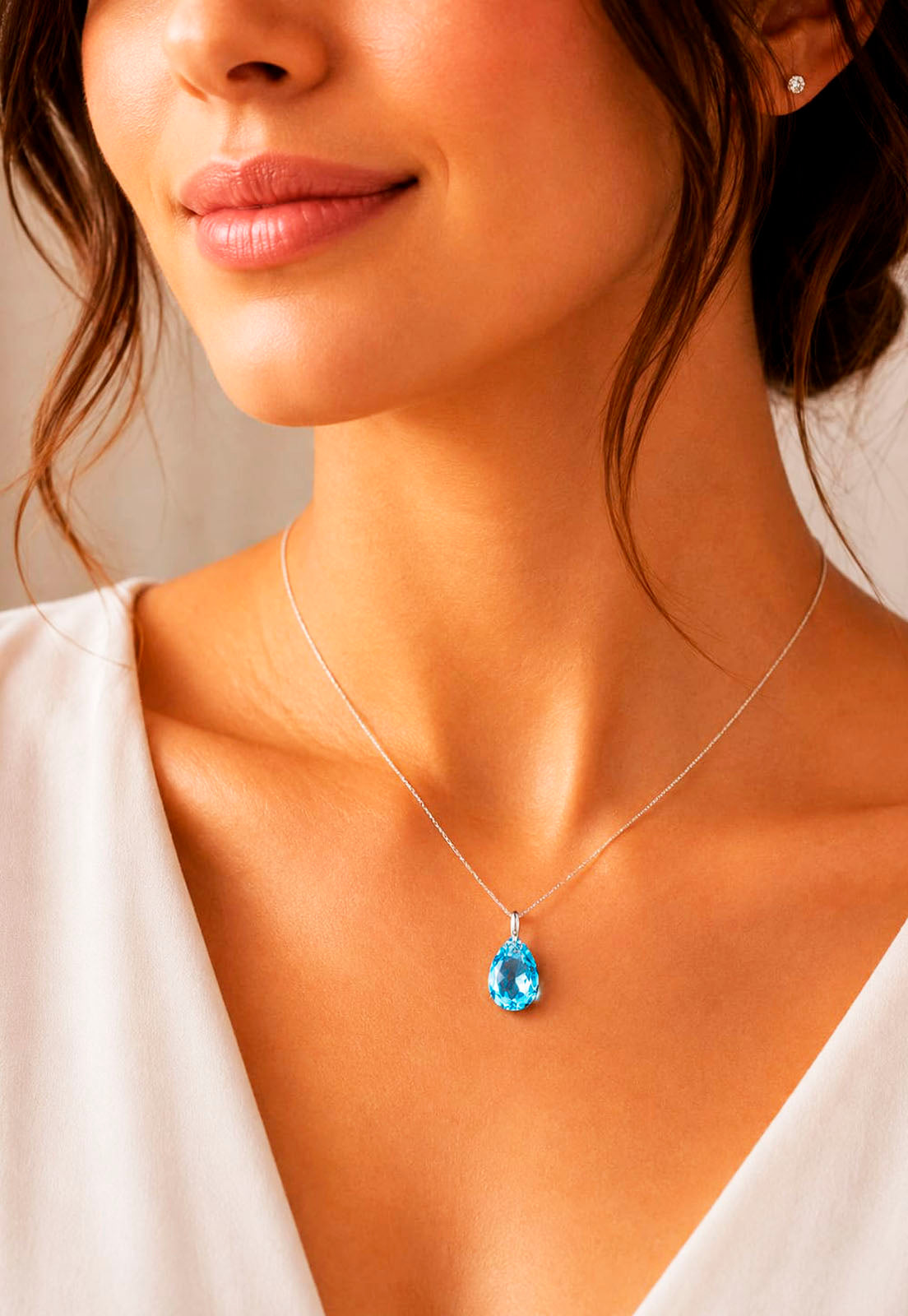 Collar Gota de Luz Plata 925 Cristal Swarovski® Aquamarine