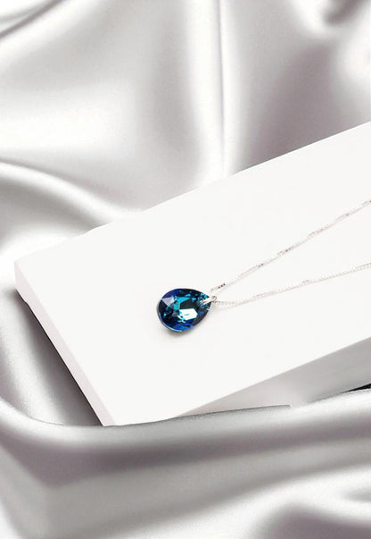 Collar Gota de Luz Plata 925 Cristal Genuino Bermuda Blue