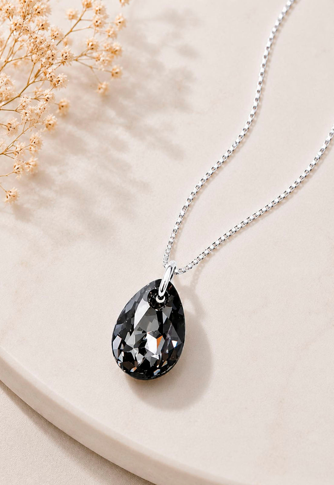 Collar Gota de Luz Plata 925 Cristal Swarovski® Silver Night