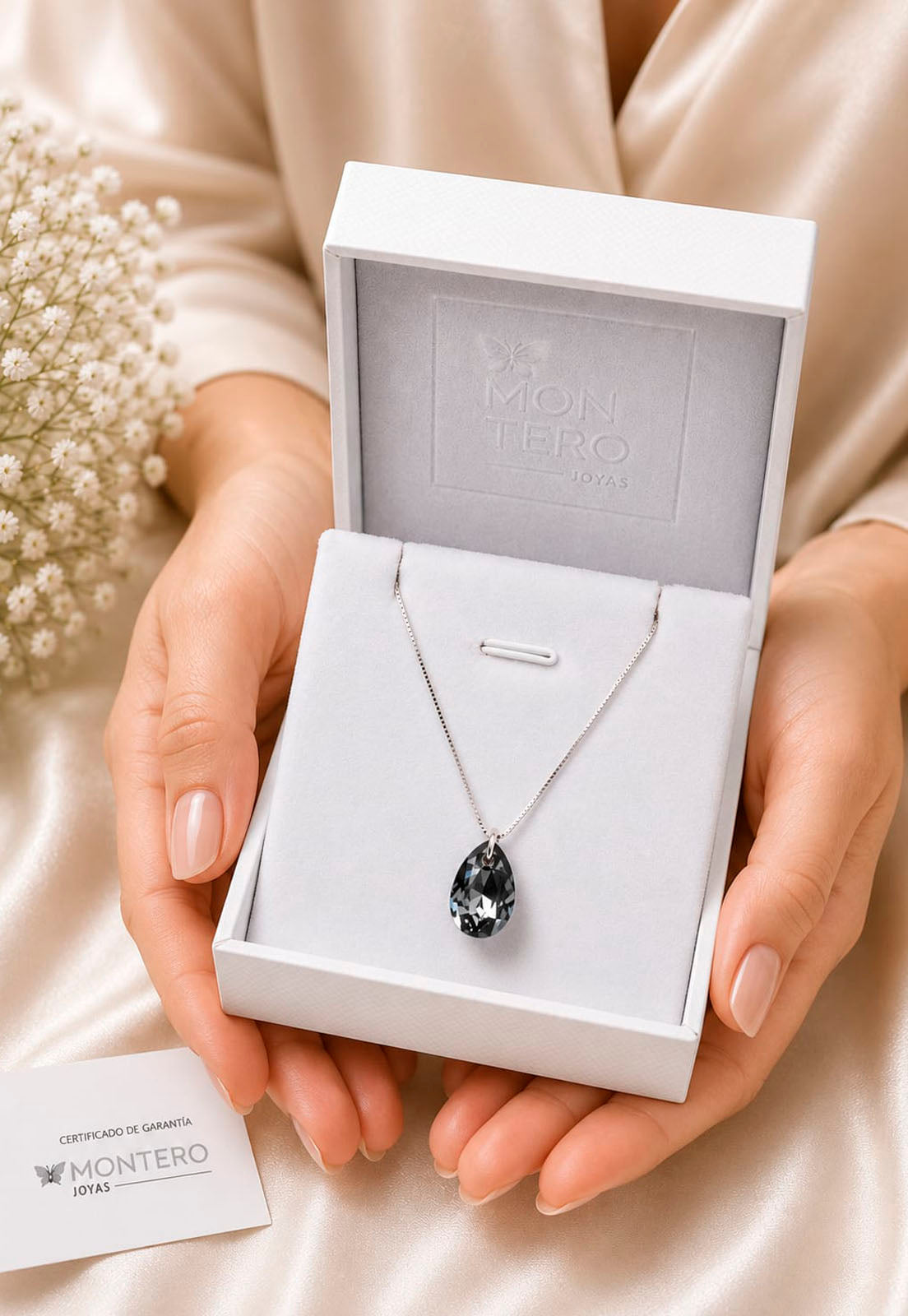 Collar Gota de Luz Plata 925 Cristal Swarovski® Silver Night