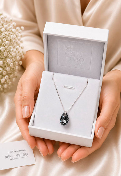 Collar Gota de Luz Plata 925 Cristal Swarovski® Silver Night