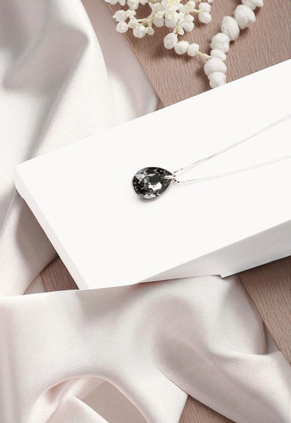 Collar Gota de Luz Plata 925 Cristal Genuino Silver Night