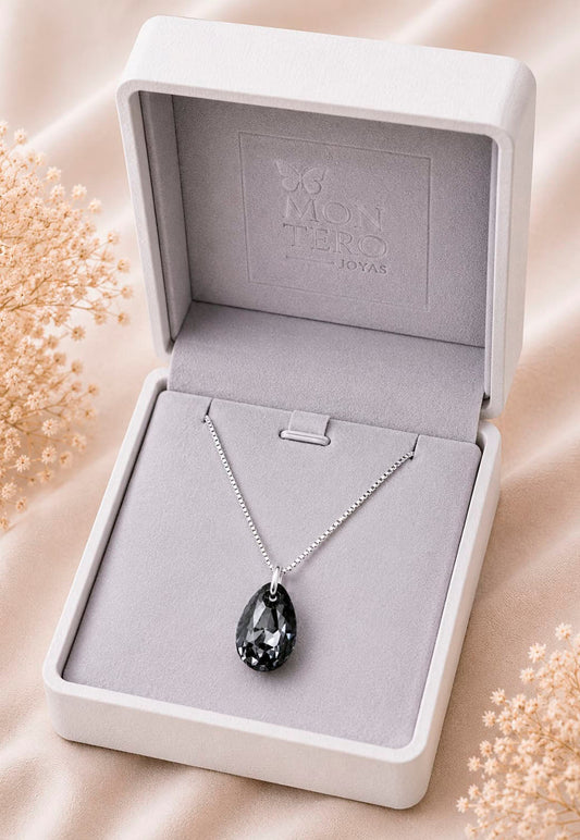 Collar Gota de Luz Plata 925 Cristal Swarovski® Silver Night